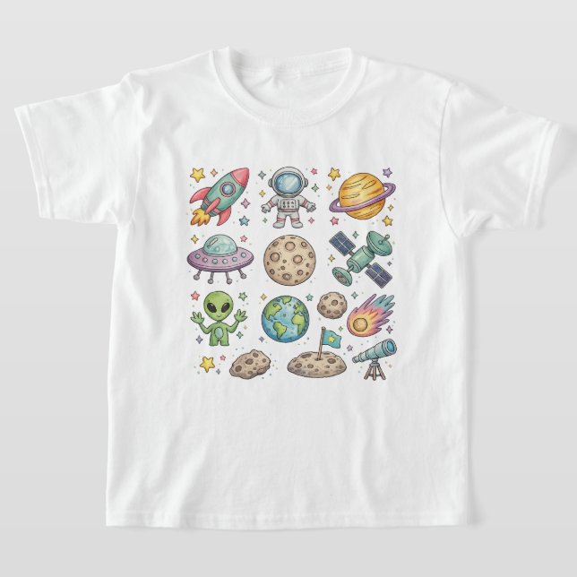 Camiseta infantil de aventura espacial adorable (Distribución)