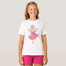 Camiseta infantil de bailarina hada acuarela