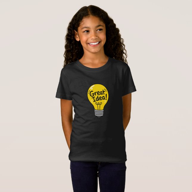 Camiseta infantil de bombilla de gran idea (Anverso completo)
