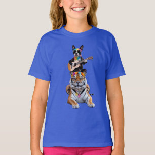 Camiseta infantil de Boston Terrier y tigre