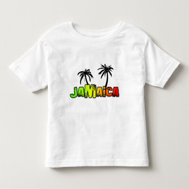 Camiseta infantil de cocoteros de Jamaica (Anverso)