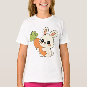 Camiseta infantil de conejito lindo con zanahoria