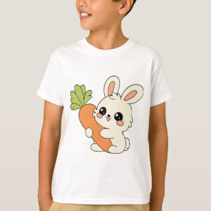 Camiseta infantil de conejito lindo sosteniendo za