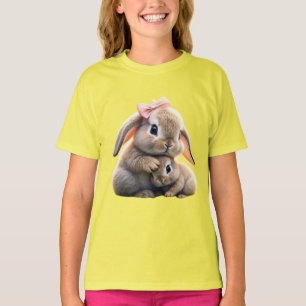 Camiseta infantil de conejo y bebé cariñosos