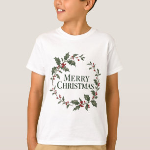 Camiseta infantil de corona de acebo de Feliz Navi