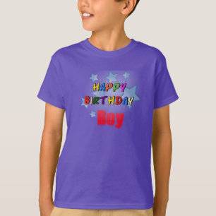 Camiseta infantil de cumpleaños feliz niño púrpura