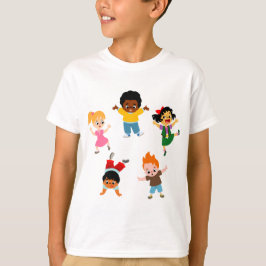 Camiseta infantil de dibujos animados de cinco niñ