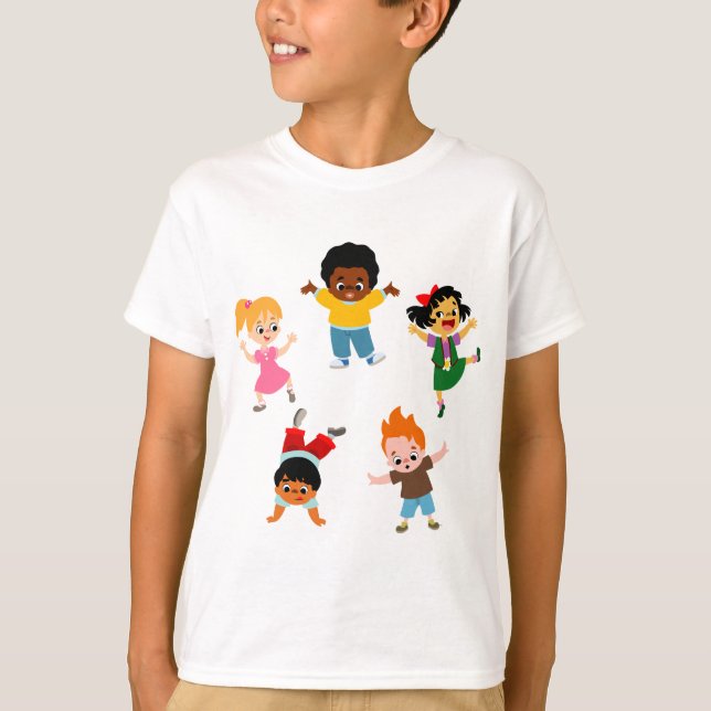Camiseta infantil de dibujos animados de cinco niñ (Anverso)