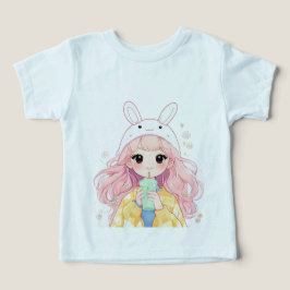 Camiseta infantil de dibujos animados de conejo