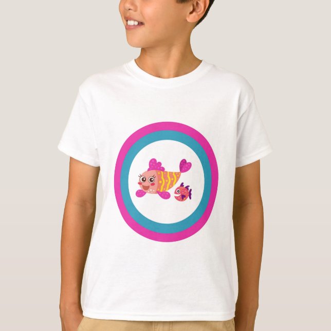 Camiseta infantil de dos pescados Personalizados (Anverso)