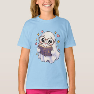 Camiseta infantil de fantasma lindo leyendo un lib