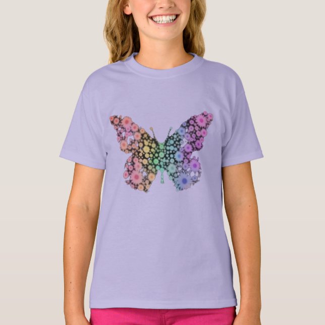 Camiseta infantil de flores de jardín de mariposas (Anverso)