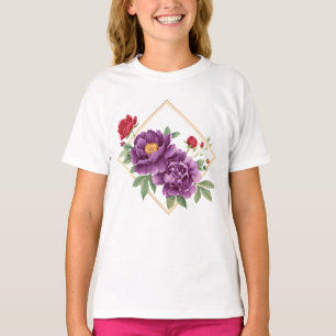 Camiseta infantil de flores moradas y rojas – Marc