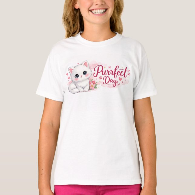 Camiseta infantil de gatito lindo día perfecto (Anverso)