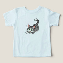 Camiseta infantil de gato atigrado gris lindo y ju