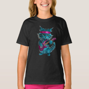 Camiseta infantil de gato azul turquesa lindo