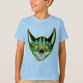 Camiseta infantil de gato de dibujos animados fluo