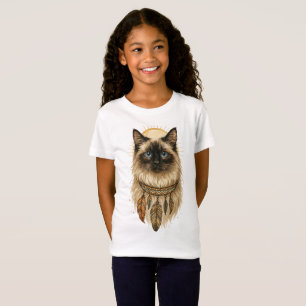 Camiseta infantil de gato de ojos azules boho