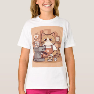 Camiseta infantil de gato divertido y lindo barist