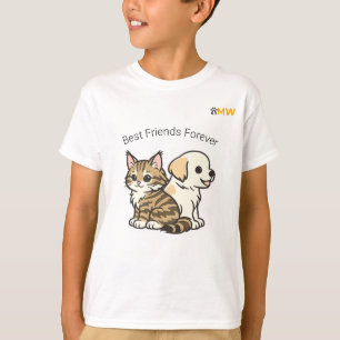 Camiseta infantil de gato y perro de dibujos anima
