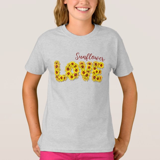 Camiseta infantil de girasol amor (Anverso)