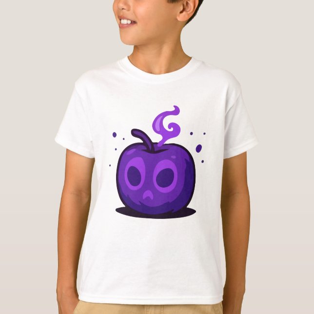 Camiseta infantil de Halloween de manzana morada e (Anverso)