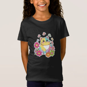 Camiseta infantil de jardín de mariposas y gato li