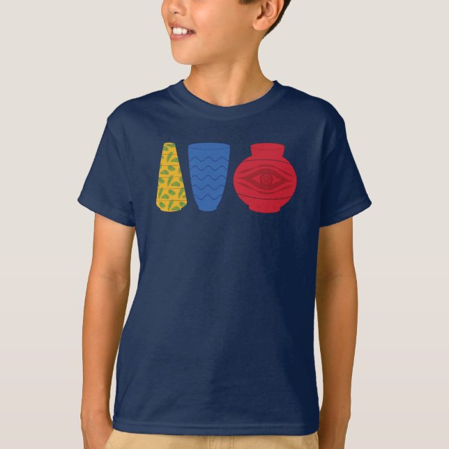 Camiseta infantil de jarrones egipcios modernos (Anverso)