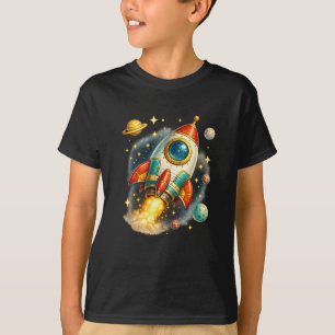 Camiseta infantil de lanzamiento de cohete espacia