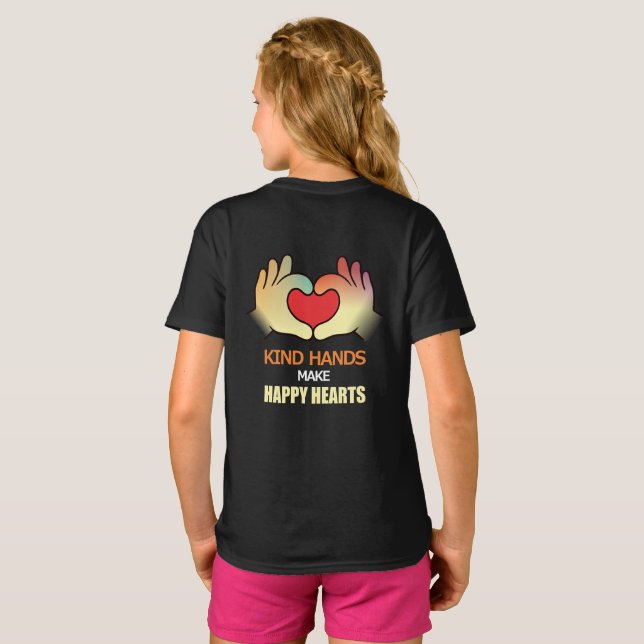 Camiseta infantil de mano impresa con sonrisa colo (Reverso completo)