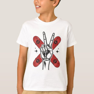 Camiseta infantil de monopatín con signo de paz de