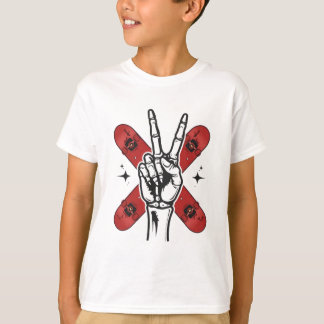 Camiseta infantil de monopatín con signo de paz de
