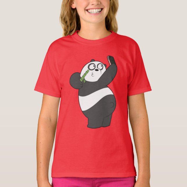 Camiseta infantil de panda feliz bailando con bamb (Anverso)