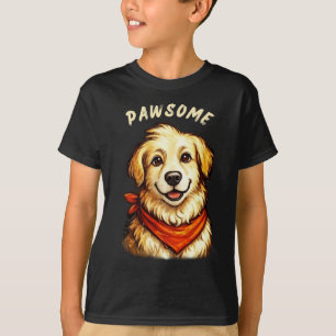 Camiseta infantil de perro dorado dibujado a mano 