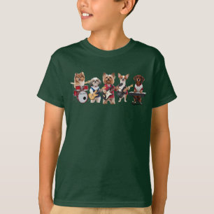 Camiseta infantil de perro lindo banda de rock