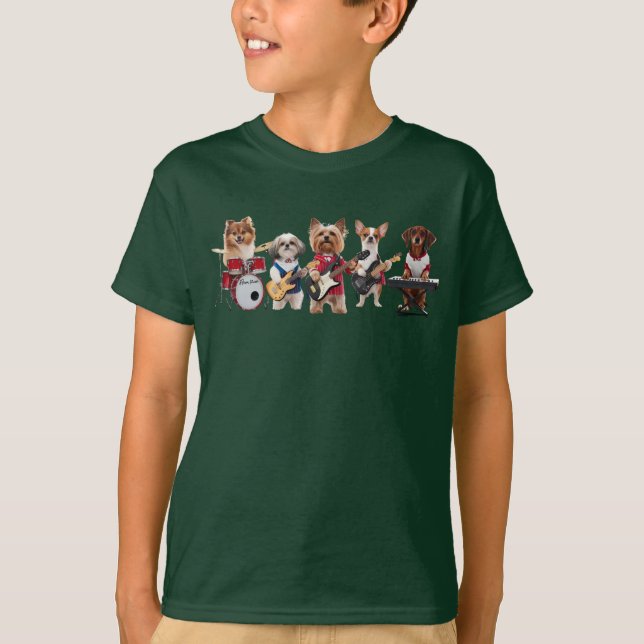 Camiseta infantil de perro lindo banda de rock (Anverso)