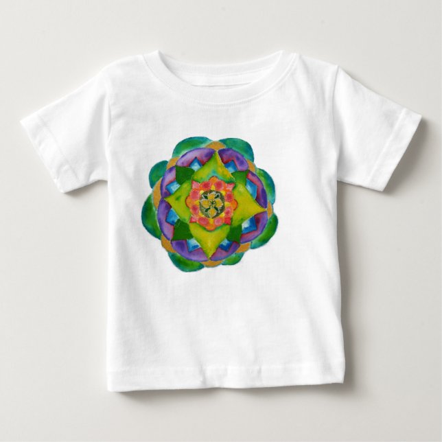 Camiseta infantil de pintura de Mandala, blanco (Anverso)