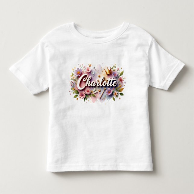 Camiseta infantil de princesa floral personalizada (Anverso)