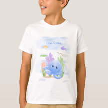Camiseta infantil de pulpo azul pequeño