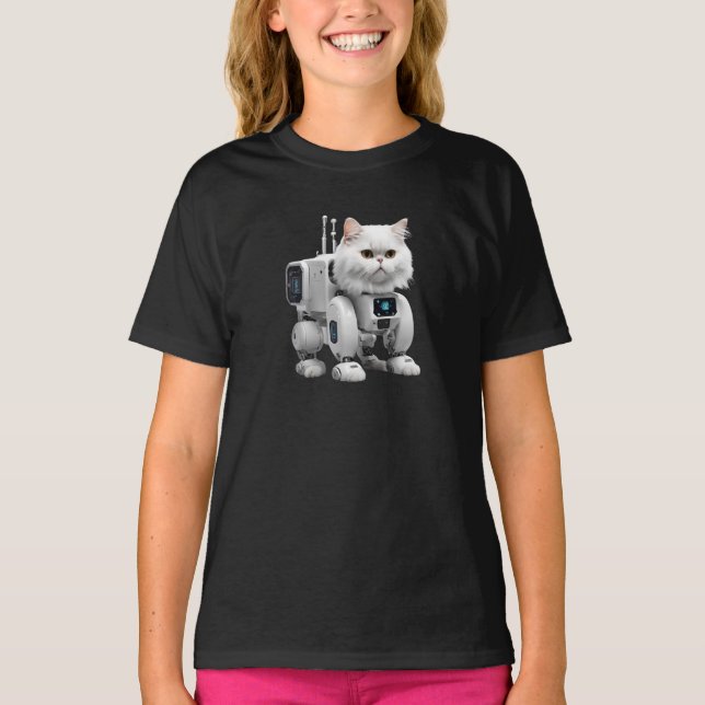 Camiseta infantil de robot persa blanco lindo (Anverso)