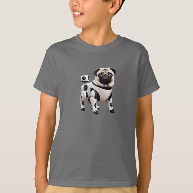 Camiseta infantil de robot Pug lindo (Anverso)