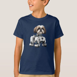 Camiseta infantil de robot Shih Tzu lindo