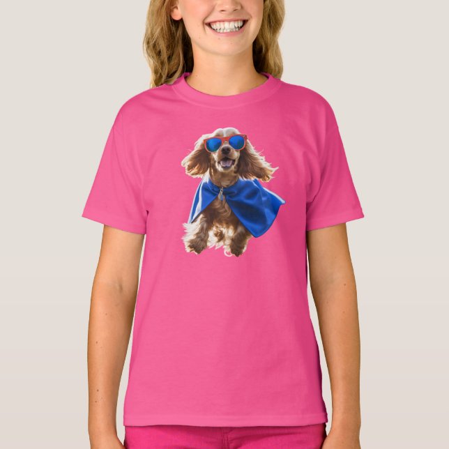 Camiseta infantil de superhéroe adorable Cocker Sp (Anverso)