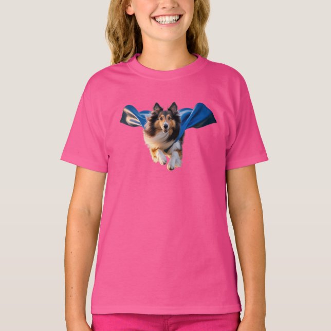 Camiseta infantil de superhéroe Collie lindo (Anverso)