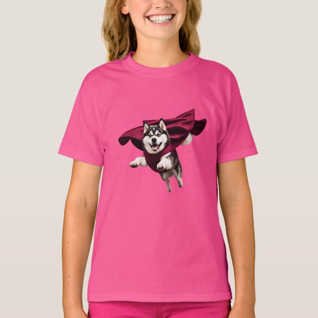 Camiseta infantil de superhéroe de malamute lindo (Anverso)