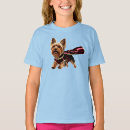 Camiseta infantil de superhéroe de Yorkie lindo