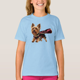 Camiseta infantil de superhéroe de Yorkie lindo