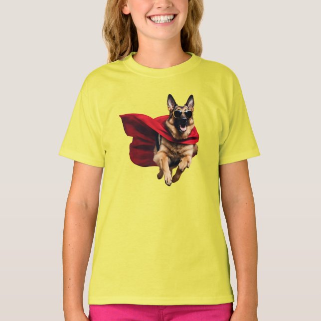 Camiseta infantil de superhéroe divertido pastor a (Anverso)
