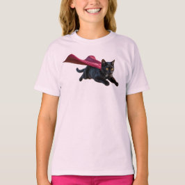Camiseta infantil de superhéroe gato negro lindo