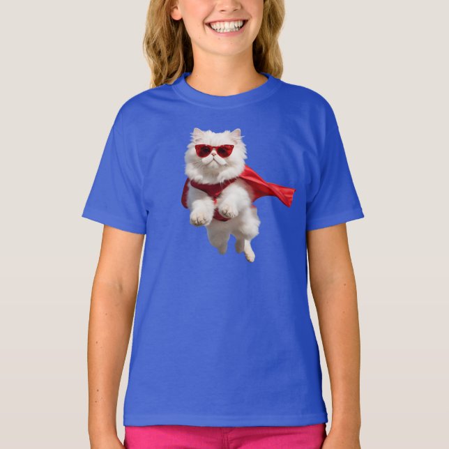Camiseta infantil de superhéroe lindo gato persa b (Anverso)